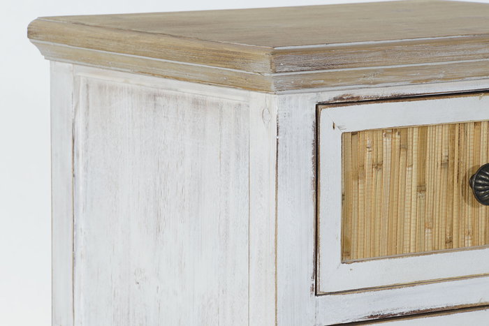 Mesita De Noche Cottage DKD Home Decor Blanco Natural 38 x 64 x 48 cm