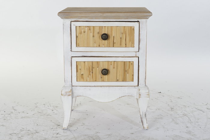 Mesita De Noche Cottage DKD Home Decor Blanco Natural 38 x 64 x 48 cm