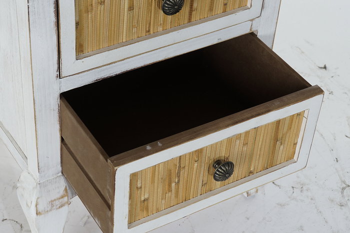 Mesita De Noche Cottage DKD Home Decor Blanco Natural 38 x 64 x 48 cm