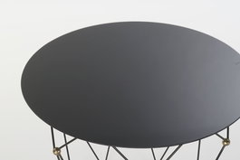 DKD Home Decor Mesita Auxiliar Loft Negro Dorado Metal y Cristal 70x60x70 cm