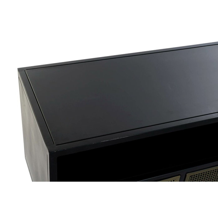 DKD Home Decor Mueble TV Metal Rejilla Negro DKD Home Decor Mueble TV Metal Rejilla Negro