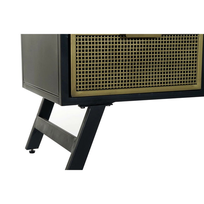 DKD Home Decor Mueble TV Metal Rejilla Negro DKD Home Decor Mueble TV Metal Rejilla Negro