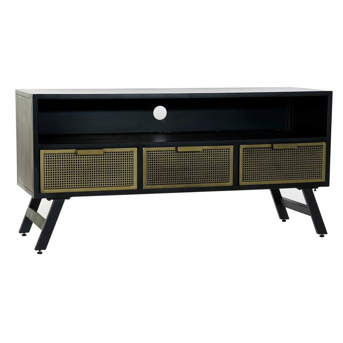 DKD Home Decor Mueble TV Metal Rejilla Negro DKD Home Decor Mueble TV Metal Rejilla Negro