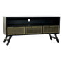 DKD Home Decor Mueble TV Metal Rejilla Negro