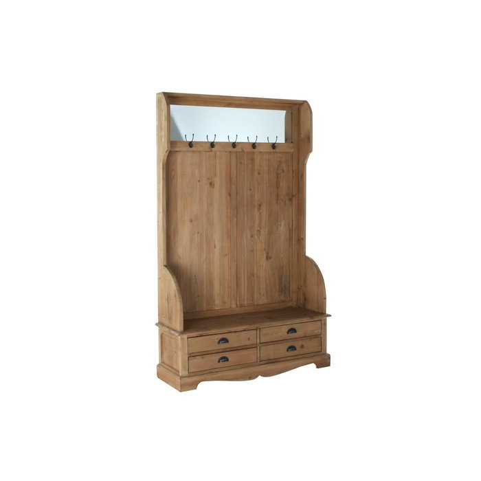 DKD Home Decor Recibidor de Pino Reciclado con Espejo Natural