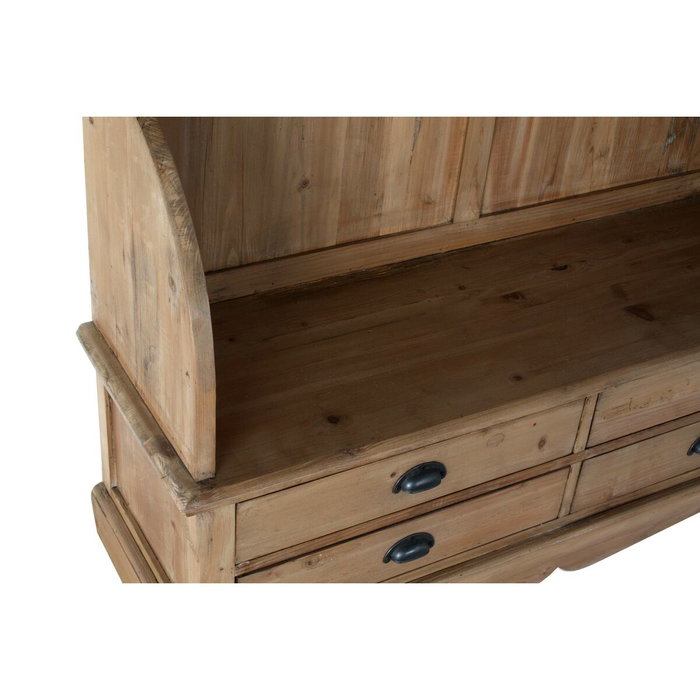 DKD Home Decor Recibidor de Pino Reciclado con Espejo Natural