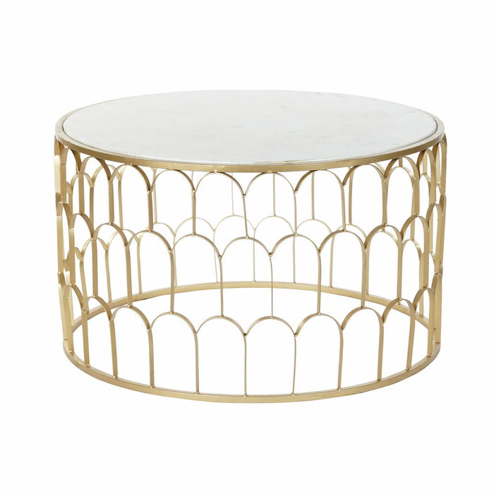 DKD Home Decor Mesa de Centro de Hierro y Mármol Dorado y Blanco DKD Home Decor Mesa de Centro de Hierro y Mármol Dorado y Blanco