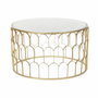 DKD Home Decor Mesa de Centro de Hierro y Mármol Dorado y Blanco