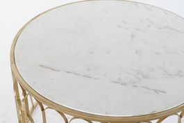 DKD Home Decor Mesa Centro Hierro y Mármol Dorado y Blanco 87 x 87 x 51.5 cm