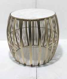 DKD Home Decor Mesita Auxiliar de Hierro y Mármol Plateada