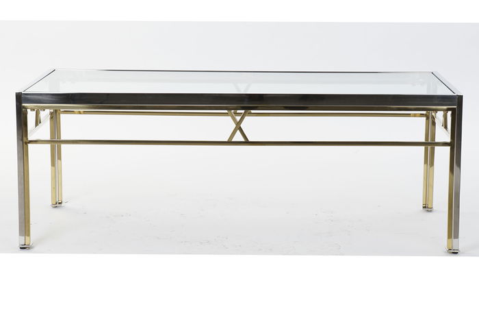 DKD Home Decor Mesa Centro Moderno Acero y Cristal Plateado 110 x 60 x 40 cm