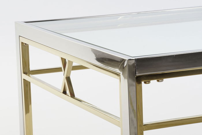 DKD Home Decor Mesa Centro Moderno Acero y Cristal Plateado 110 x 60 x 40 cm