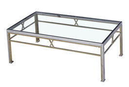DKD Home Decor Mesa de Centro de Acero y Cristal Plateado 110x60x40