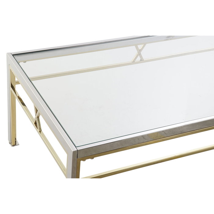 DKD Home Decor Mesa Centro Moderno Acero y Cristal Plateado 110 x 60 x 40 cm DKD Home Decor Mesa Centro Moderno Acero y Cristal Plateado 110 x 60 x 40 cm