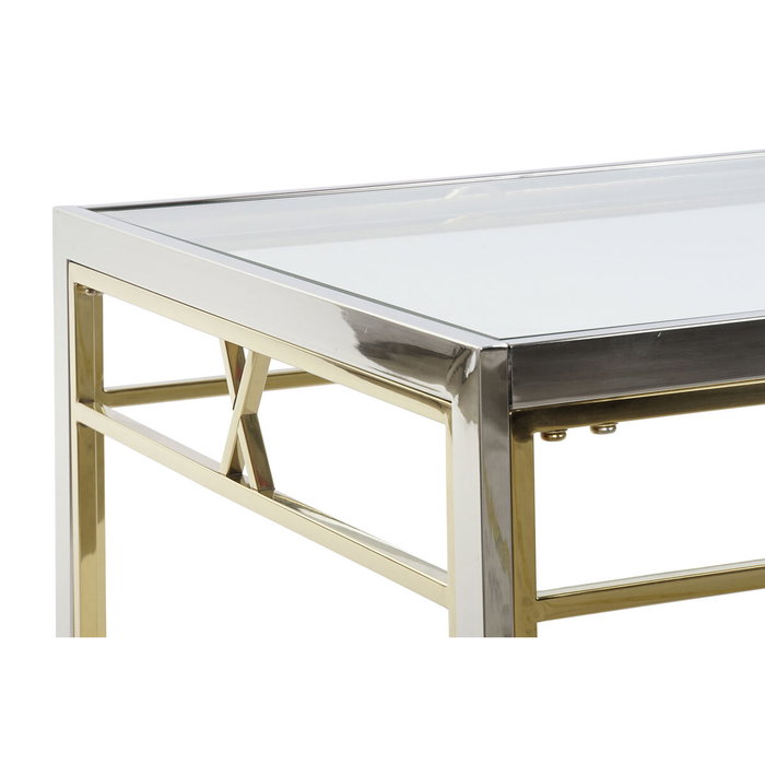 DKD Home Decor Mesa Centro Moderno Acero y Cristal Plateado 110 x 60 x 40 cm DKD Home Decor Mesa Centro Moderno Acero y Cristal Plateado 110 x 60 x 40 cm
