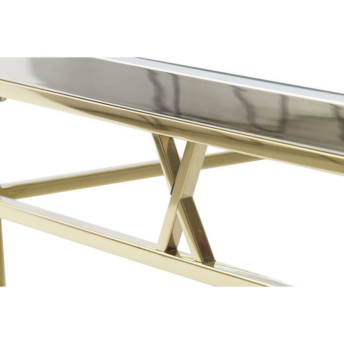 DKD Home Decor Mesa Centro Moderno Acero y Cristal Plateado 110 x 60 x 40 cm DKD Home Decor Mesa Centro Moderno Acero y Cristal Plateado 110 x 60 x 40 cm