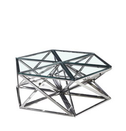 DKD Home Decor Set de 6 Mesas de Centro de Acero y Cristal Plateado