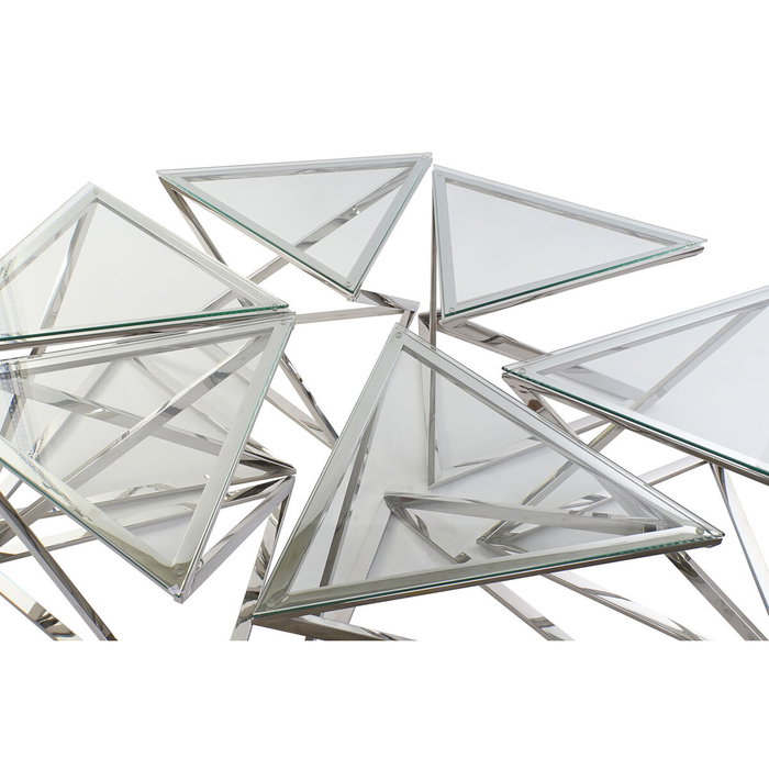 DKD Home Decor Set de 6 Mesas de Centro de Acero y Cristal Plateado DKD Home Decor Set de 6 Mesas de Centro de Acero y Cristal Plateado