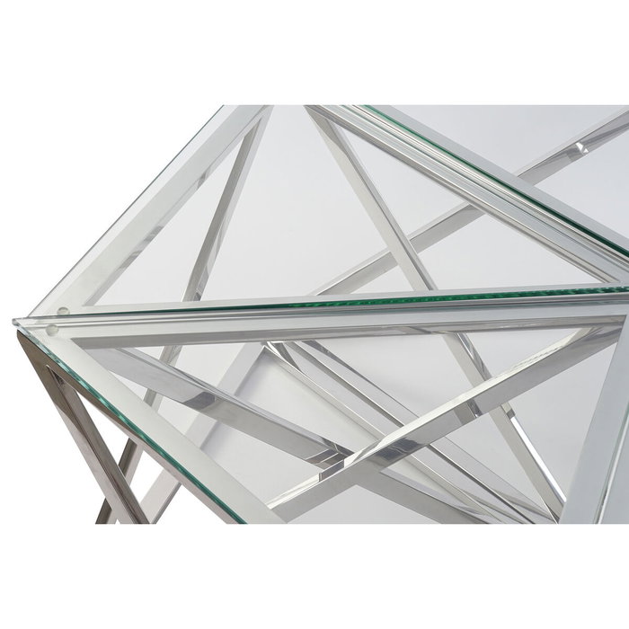 DKD Home Decor Set de 6 Mesas de Centro de Acero y Cristal Plateado DKD Home Decor Set de 6 Mesas de Centro de Acero y Cristal Plateado