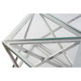 DKD Home Decor Set de 6 Mesas de Centro de Acero y Cristal Plateado