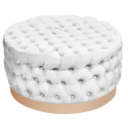 DKD Home Decor Reposapiés Blanco Poliéster y MDF 78x78x40