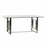 DKD Home Decor Mesa de Comedor Acero y Cristal BIANCA 180x90x75 cm