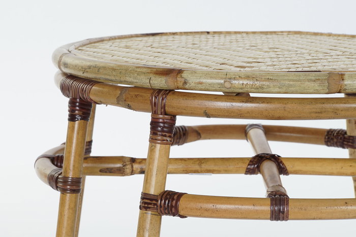 DKD Home Decor Mesita Auxiliar Balines Ratan y Bambu Natural 60 x 42 x 60 cm