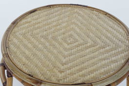 DKD Home Decor Mesita Auxiliar Balines Ratan y Bambu Natural 60 x 42 x 60 cm