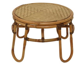 DKD Home Decor Mesita Auxiliar de Ratán y Bambú Natural 60x60x42