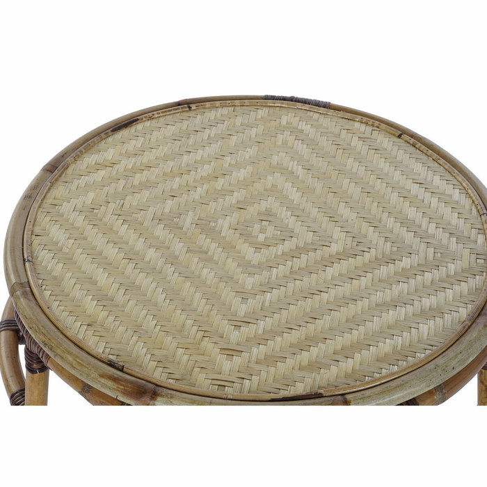 DKD Home Decor Mesita Auxiliar de Ratán y Bambú Natural 60x60x42