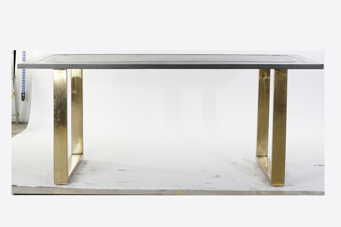 DKD Home Decor Gold dark Mesa Comedor Moderno Mango Metal Negro Dorado 89 x 75 x 180 cm