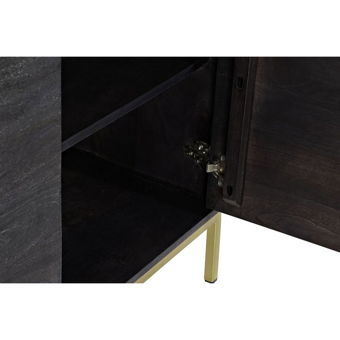 DKD Home Decor Buffet Mango Negro y Dorado 145x41x77 cm