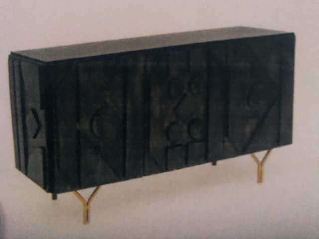 DKD Home Decor Buffet Mango Negro y Dorado 145x41x77 cm