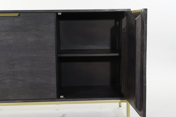 DKD Home Decor Buffet Moderno Negro Dorado 41 x 77 x 145 cm