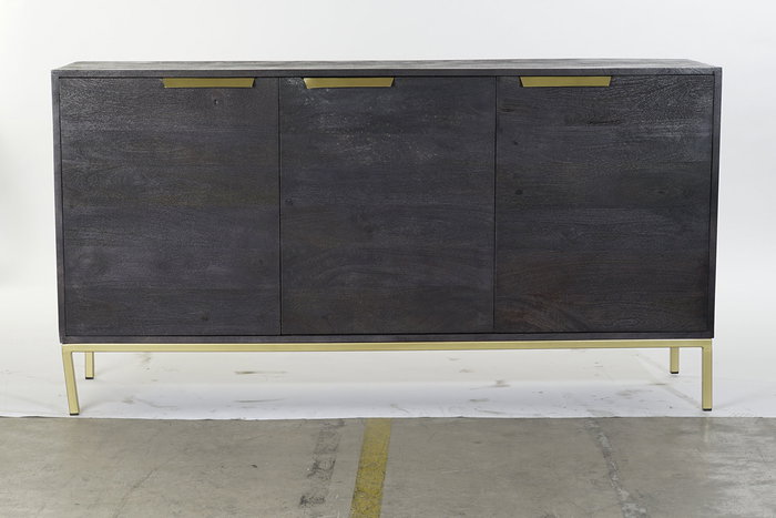 DKD Home Decor Buffet Moderno Negro Dorado 41 x 77 x 145 cm