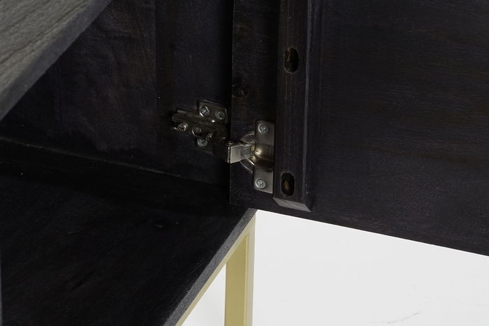 DKD Home Decor Mueble TV Moderno Negro Dorado 38 x 51 x 147 cm