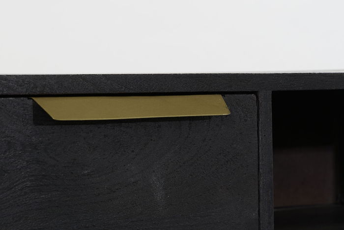 DKD Home Decor Mueble TV Moderno Negro Dorado 38 x 51 x 147 cm