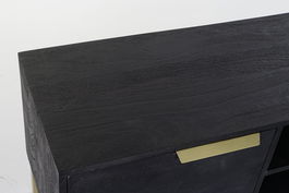 DKD Home Decor Mueble TV Moderno Negro Dorado 38 x 51 x 147 cm