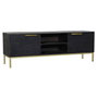 DKD Home Decor Mueble TV Mango y Metal 147x38x51 Negro y Dorado