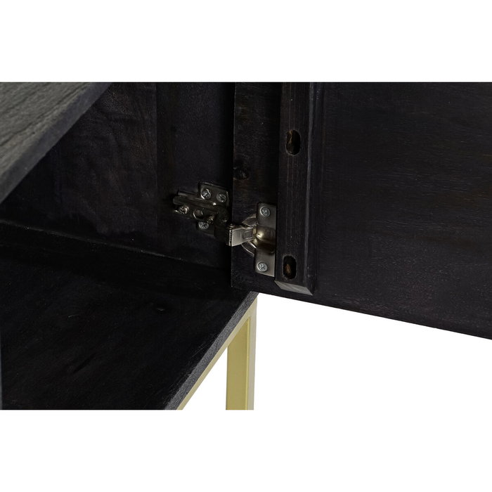 DKD Home Decor Mueble TV Mango y Metal 147x38x51 Negro y Dorado