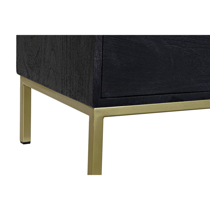 DKD Home Decor Mueble TV Mango y Metal 147x38x51 Negro y Dorado