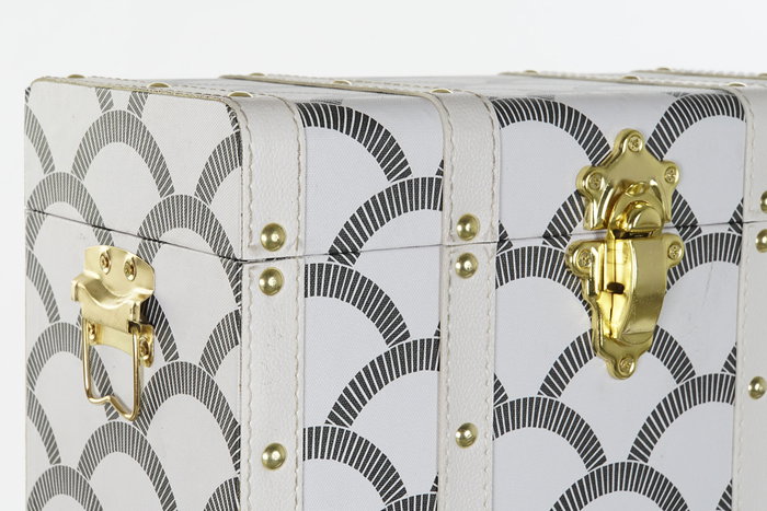 Baul Sixties DKD Home Decor Blanco Negro 35 x 40 x 60 cm Set de 4