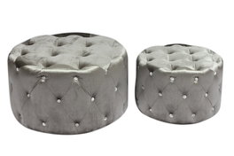 DKD Home Decor Set de 2 Reposapiés de Terciopelo Gris