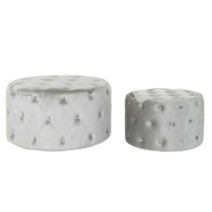 DKD Home Decor Set de 2 Reposapiés de Terciopelo Gris DKD Home Decor Set de 2 Reposapiés de Terciopelo Gris