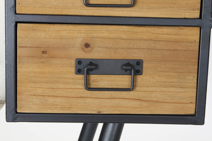 DKD Home Decor Escritorio Vintage Negro Natural Madera Abeto Metal 60 x 95 x 135 cm