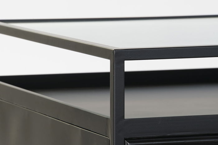 DKD Home Decor Mesa Centro Loft Negro Metal Cristal 120 x 60 x 40 cm