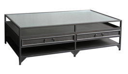 DKD Home Decor Mesa Centro Loft Negro Metal Cristal 120 x 60 x 40 cm