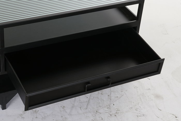 DKD Home Decor Mesa Centro Loft Negro Metal Cristal 120 x 60 x 40 cm