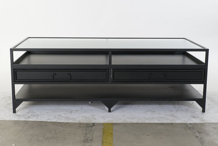 DKD Home Decor Mesa Centro Loft Negro Metal Cristal 120 x 60 x 40 cm