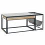 DKD Home Decor Mesa Centro Loft Natural Negro Metal Cristal Madera Bambú 60 x 45 x 110 cm Set de 2